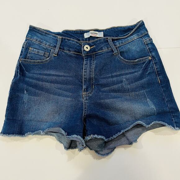 California Pants - California Vintage Denim Shorts Juniors 9 Blue Jean Low Rise Distressed Cuffed.